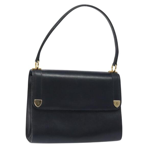 DIOR Shoulder Bag Leather Navy Gold - Picture 1 of 13